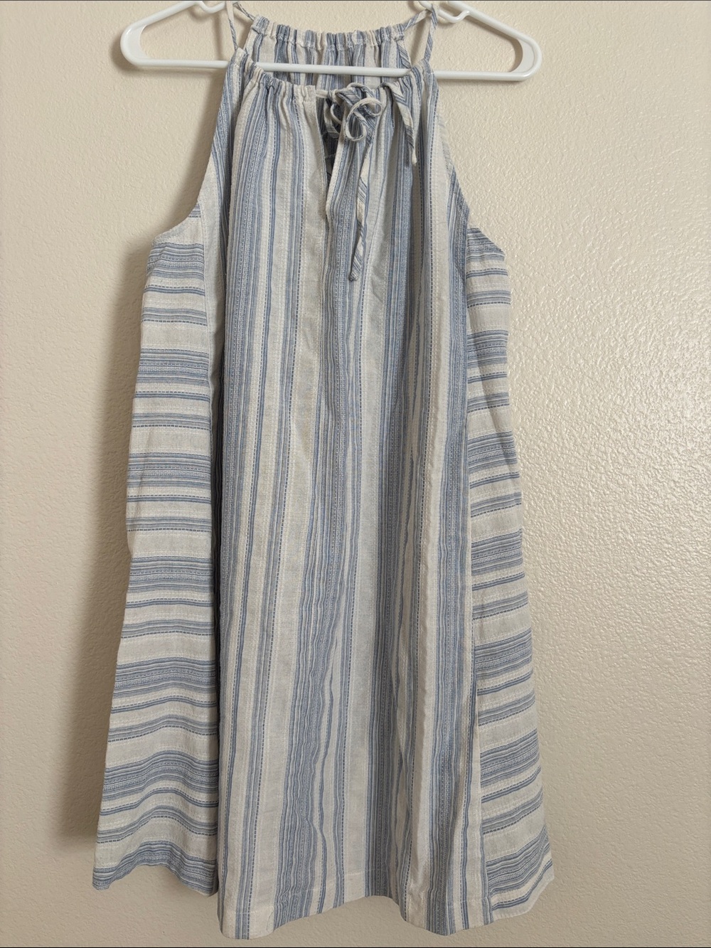Women’s Blue and White Striped Halter Dress Size Small